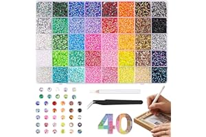 Apparlxer 32000PCS 40 Colors 3mm Resin Jelly Rhinestone Bedazzling Kit Back Gems with Tweezer and Picker Pencil, Bedazzling K
