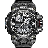 Yihou Men's Military Watch Outdoor Sports Electronic Watch Tactical Army Wristwatch LED Stopwatch Waterproof Digital Analog Watches