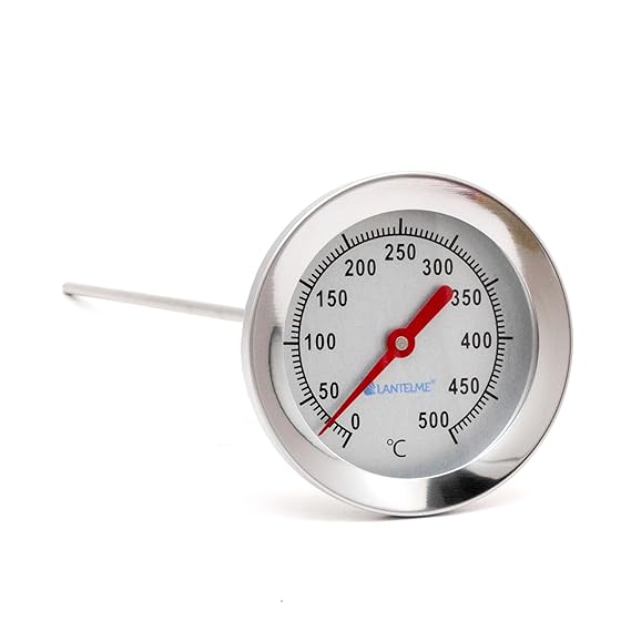 Edelstahl 500 °C Grad Thermometer Wasserdicht 30 cm mit Messing Konus, Bratofen, Backofen, Pizzaofen, Holzofen, Holzbackofen,