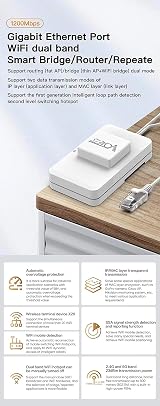 Vonets VAR1200-L Gigabit PoE Dual Band WiFi Bridge Router Repeater 3 RJ45 view 4