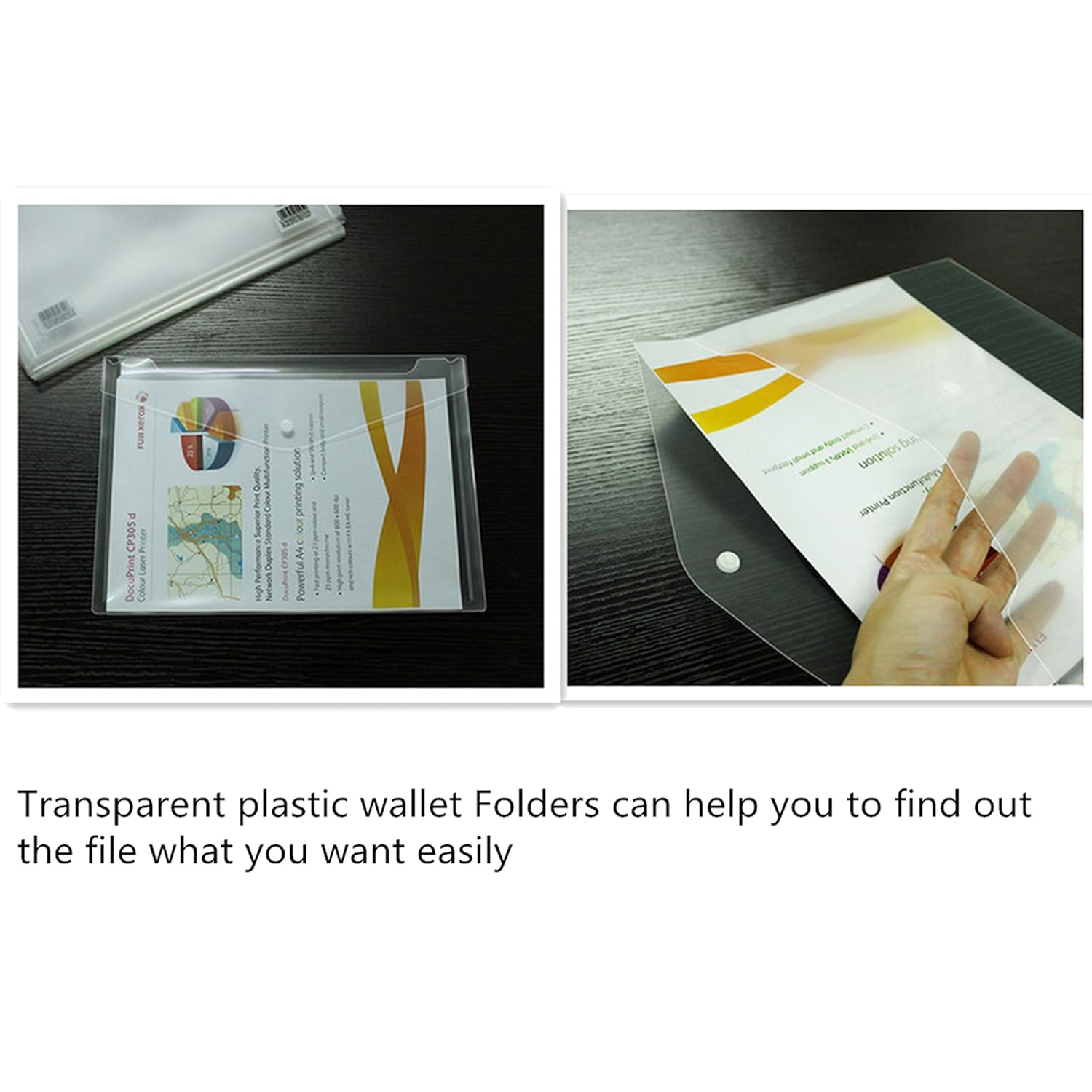 Pack de 20 unidades carpeta/sobre tamaño A4 con cierre de botón.