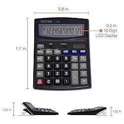 Victor 1190 Desktop Display Calculator, Black, 1" x