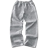 BEAUDRM Men's Y2k Spiderweb Graphic Baggy Sweatpants Elastic Waist Wide Leg Active Track Pants Streetwear