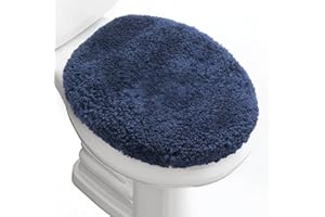 Baahrnom Microfiber Elongated Toilet Seat Cover 19.5"x 15" Machine Washable Solid Toilet Lid Cover Adjustable Rubber Backing Fits Most 18-19.5" L x 14-16" W Elongated Toilet Seat