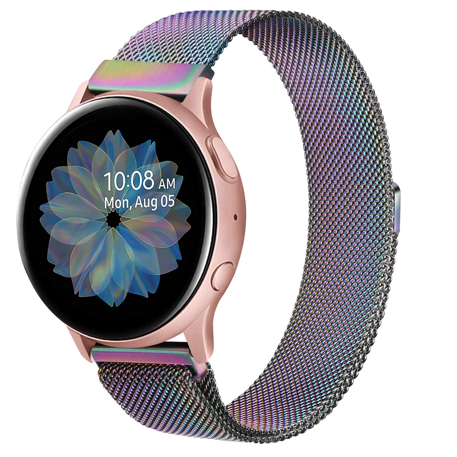 ZGCE Compatible with Samsung Galaxy Watch Active/Active 2 40 mm/44 mm Bracelet, 20 mm Stainless Steel Mesh Metal Watch Strap for Gear Sport/S2 Classic/Garmin Vivo Active 3/Watch 3 41 mm, 20mm, 1, 1