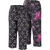 ENJOYNIGHT 2 Pack Women's Capri Pajama Pants Lounge Sleep Bottom with Pockets