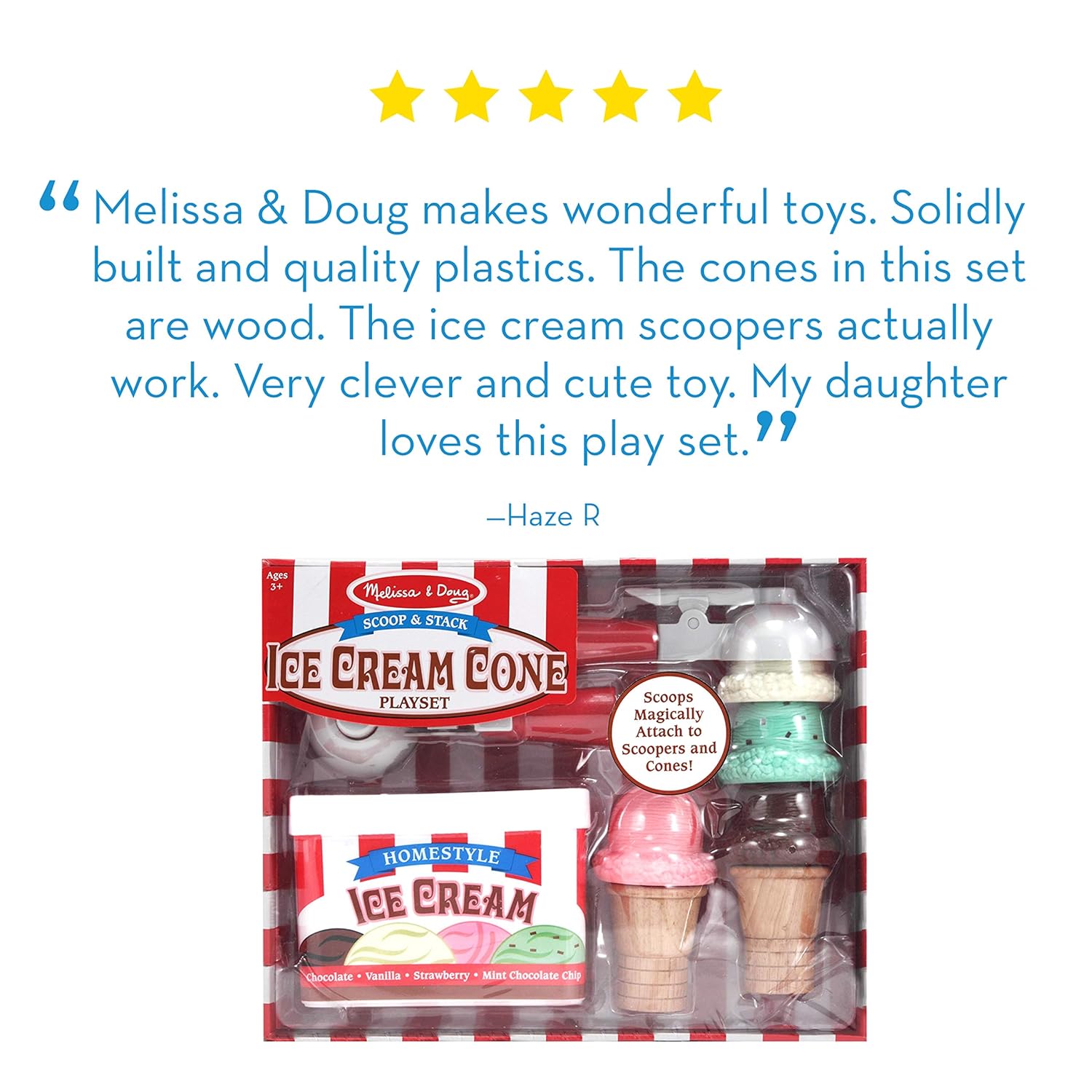 melissa & doug scoop & stack ice cream cone playset