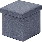 B FSOBEIIALEO Storage Ottoman Cube, Linen Small Foot Seat, for Living Room, Bedroom, Home Office, Dorm Storage Footrest Blue 11.8"x11.8"x11.8"