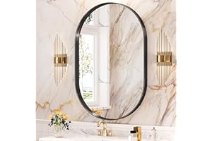 Suidia 24" x 36" Oval Bathroom Mirror, Black Oval Mirror, Bathroom Vanity Mirror Metal Framed, Wall-Mounted Mirrors for Bedroom, Living Room, Entryway, Over Sink, Hallway, Horizontal/Vertical