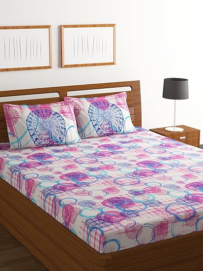 Bombay Dyeing Breeze 120 TC Cotton Double Bedsheet with 2 Pillow Covers - Blue