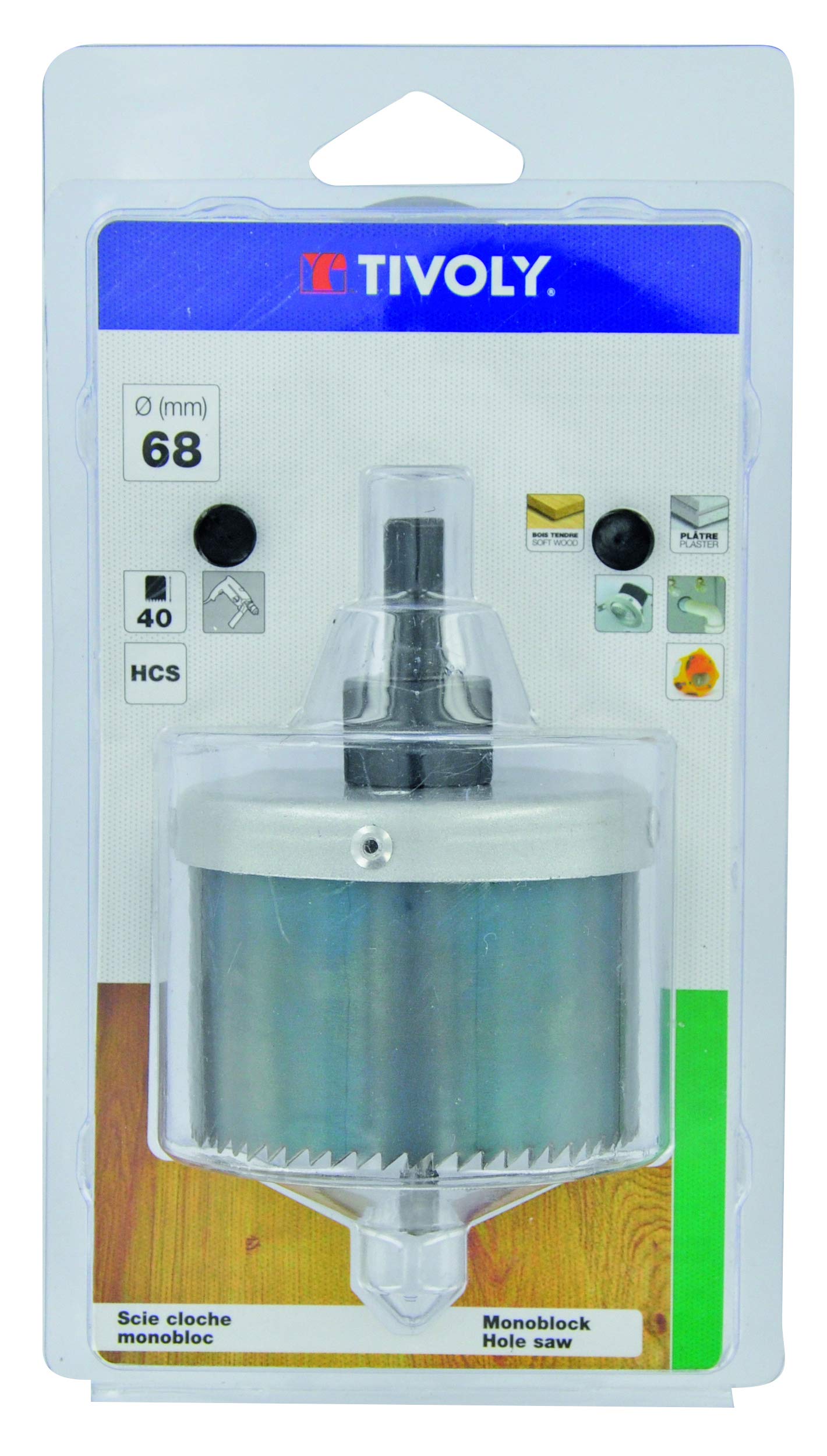Tivoly XT50522052004 Hole Saw for Wood and Partition Diameter 65 mm Depth 40 mm, Not Concerned