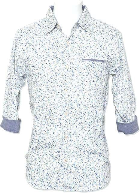 Amazon リピード Repido シャツ メンズ 半袖シャツ 小花柄プリント半袖シャツ ブルー M シャツ 通販