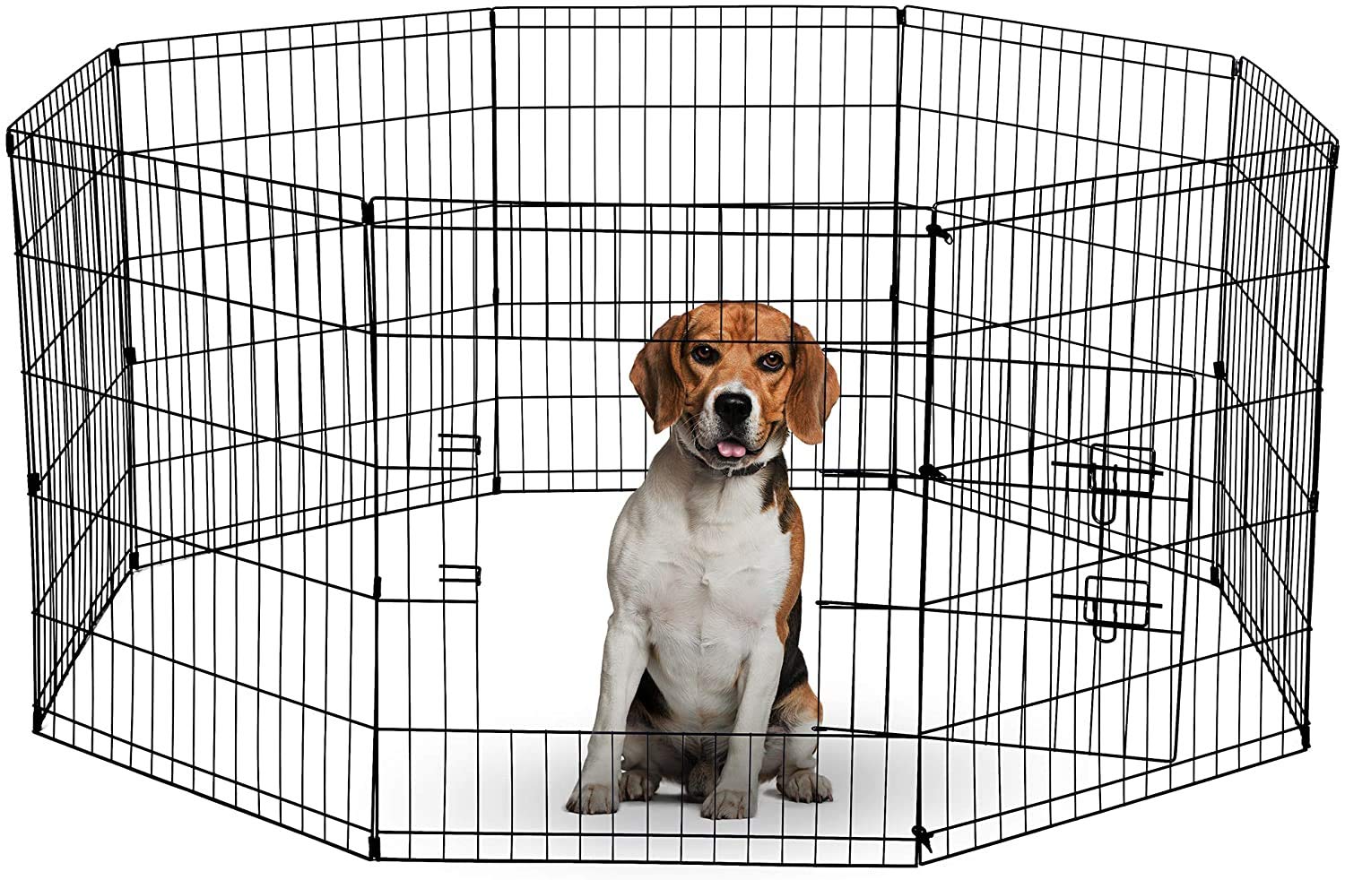 BUNNY BUSINESS 8 Panel Playpen Suitable for Rabbits/Guineas/Dogs and Cats, Medium, Black