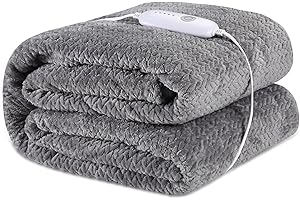 Ladung Electric Heated Blanket 50"x60", Super Cozy and Soft, Fast Heating Electric Throw with 5 Heating Levels & 3 Hours Auto-Off, Light Grey