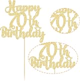 Gyufise Glitter & Fabulous 70th Birthday Cake Topper Gold Cheers 70 Years view 3