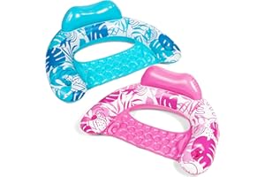 Sloosh Inflatable Pool Floats Adult, 2 Pack Pool Chairs with Cup Holders,Blow up Floating Pool Floats Chair,Pool Floaties for