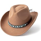 Gossifan Western Cowboy & Cowgirl Hat Felt Wide Brim Women Men Fedora Hats