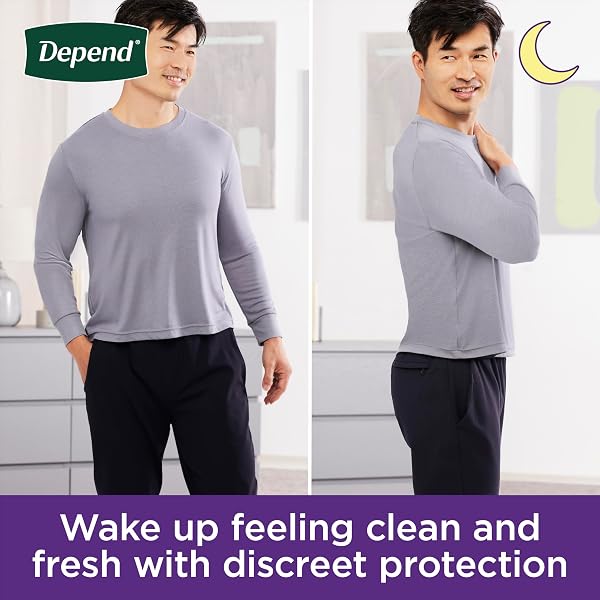 DEPEND NIGHT DEFENSE ADULT INCONTINENCE UNDERWEAR FOR MEN, DISPOSABLE, OVERNIGHT, EXTRA-LARGE, GREY, 12 COUNT, PACKAGING MAY VARY