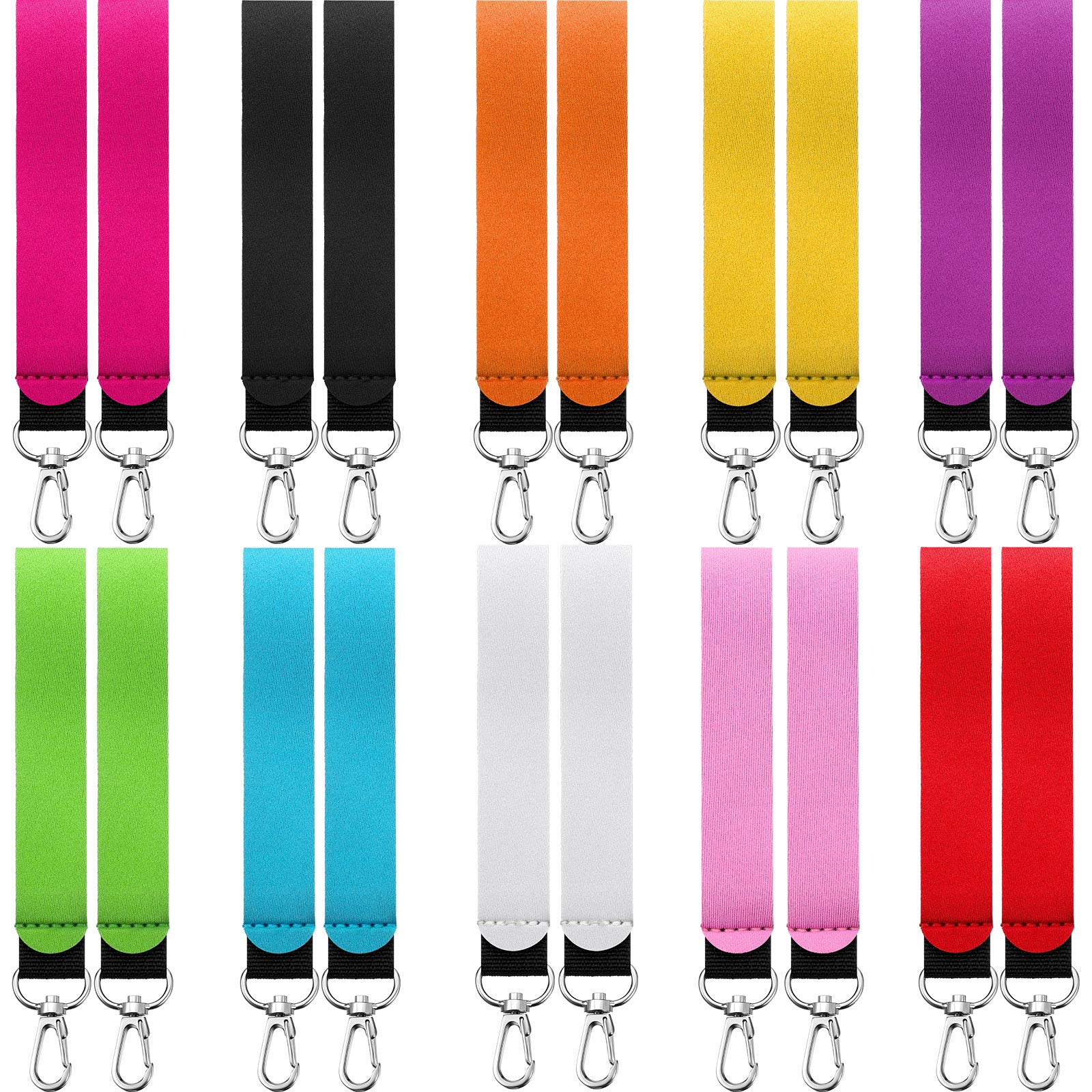 Yaomiao 20 Pieces Neoprene Keychain Wristlet Key Chain Lanyard Strap Hand Wrist Keychain Holder for Women Girls Key Bag Mobile Phone, 10 Colors