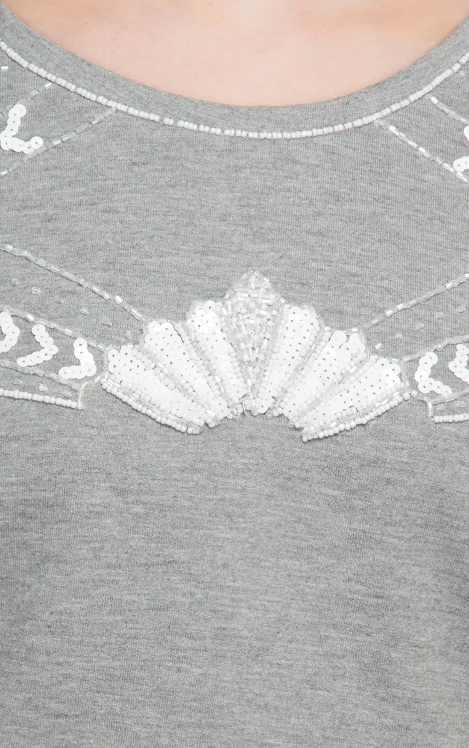 marie claire grey melange embellished sweatshirt (mc10261a)