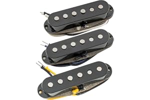 Musiclily Pro ST-60S Staggered Alnico 5 Single Coil Neck Middle Bridge Pickups Set 5.8K for Strat Style Electric Guitar, Black