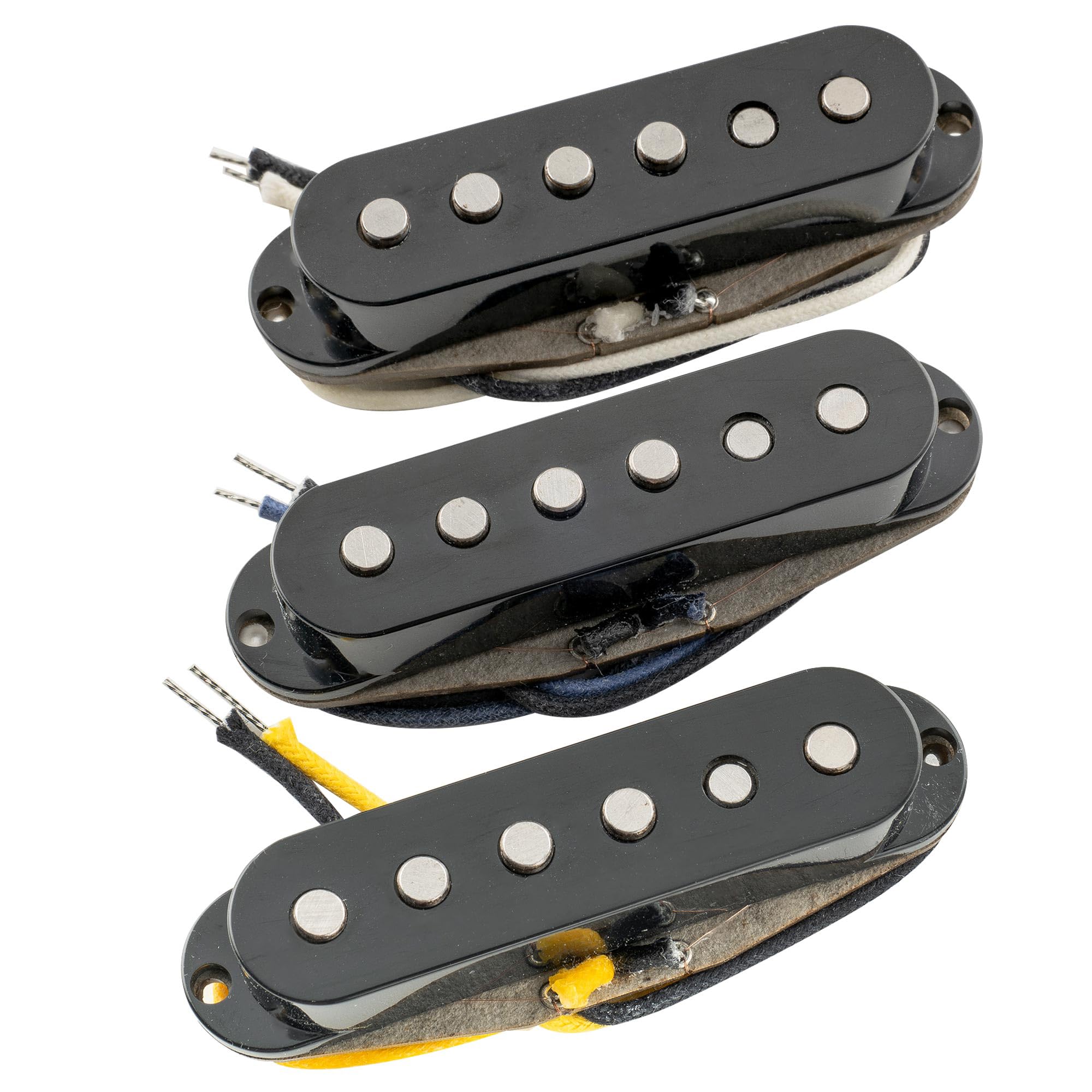 Musiclily Pro ST-60S Staggered Alnico 5 Single Coil Neck Middle Bridge Pickups Set 5.8K for Strat Style Electric Guitar, Black