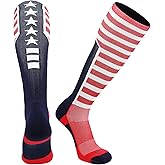 TCK Elite USA Flag Patriot Red White Blue Basketball Football Knee High Socks