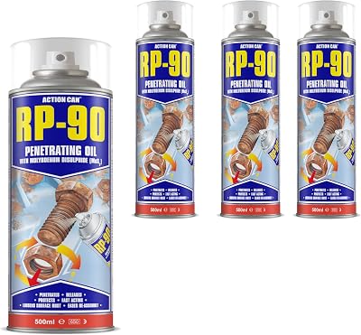 Action Can RP-90 Rapid Penetrating Oil 4x500ml MoS2 Rusty Seized Bolt Lubricant