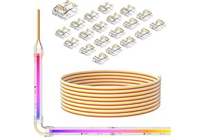 PAUTIX 12mm Transparent Connectors for 3-Pin RGB Smart IC COB LED Strip Lights,20pcs Strip to Wire Connectors,10ft(305cm) 22A