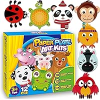 V-Opitos Arts and Crafts Kits for Kids, 12 Pack Simple Animal Paper Plate Crafts for Toddler Age of 2, 3, 4, 5 Years Old, Fun