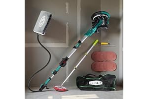 DOBETTER Drywall Sander And Pole Sander Set, Popcorn Ceiling Removal Tool With Vacuum Dust Collector, Led Light, 900W Power Motor 900-1800 RPM Variable Speed For Drywall, Wood Floor, Deck Sanding