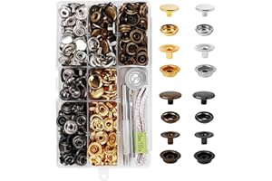CENOZ 320 Pcs Stainless Steel Snap Button Kit, 15mm Heavy Duty Snap Button Press Studs Cap with 3 Setter Tool & 59'' tape measure, Snap Fastener Kit for Fabric Bag Leather Clothes Boat Canvas (80Set/4Color)