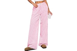 ANRABESS Womens Striped Gingham Pants 2026 Pajama Lounge Boxer Pants Cute Comfy PJ Bottoms with Pockets Y2K Plaid Outfits