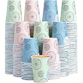 Clawsoff [300 Pack 8 OZ Paper Cups, Disposable Coffee Cups 8 oz Colourful Hot/Cold Beverage Drinking Cups for Office Party Home Picnic