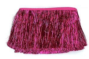 YYCRAFT 6" Wide Tinsel Fringe Tinsel Trim Tinsel Garland Dance Costume Fringe Trimming Shiny Foil Effect Party Decor(10 Yards,Hot Pink)