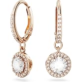 Una Angelic drop earrings Round cut, Pav&eacute;, Rose gold-tone Finished Metal
