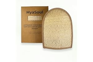 HyaSoul Premium Vietnamese Loofah Mitt – Natural Exfoliating Body Scrubber with Cotton Lining for Spa-Quality Shower & Smooth