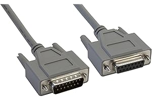 Amphenol CS-DSSMDB15MF-002.5 15-Pin DB15 D-Sub Cable, Shielded, Male/Female, 2.5', Gray