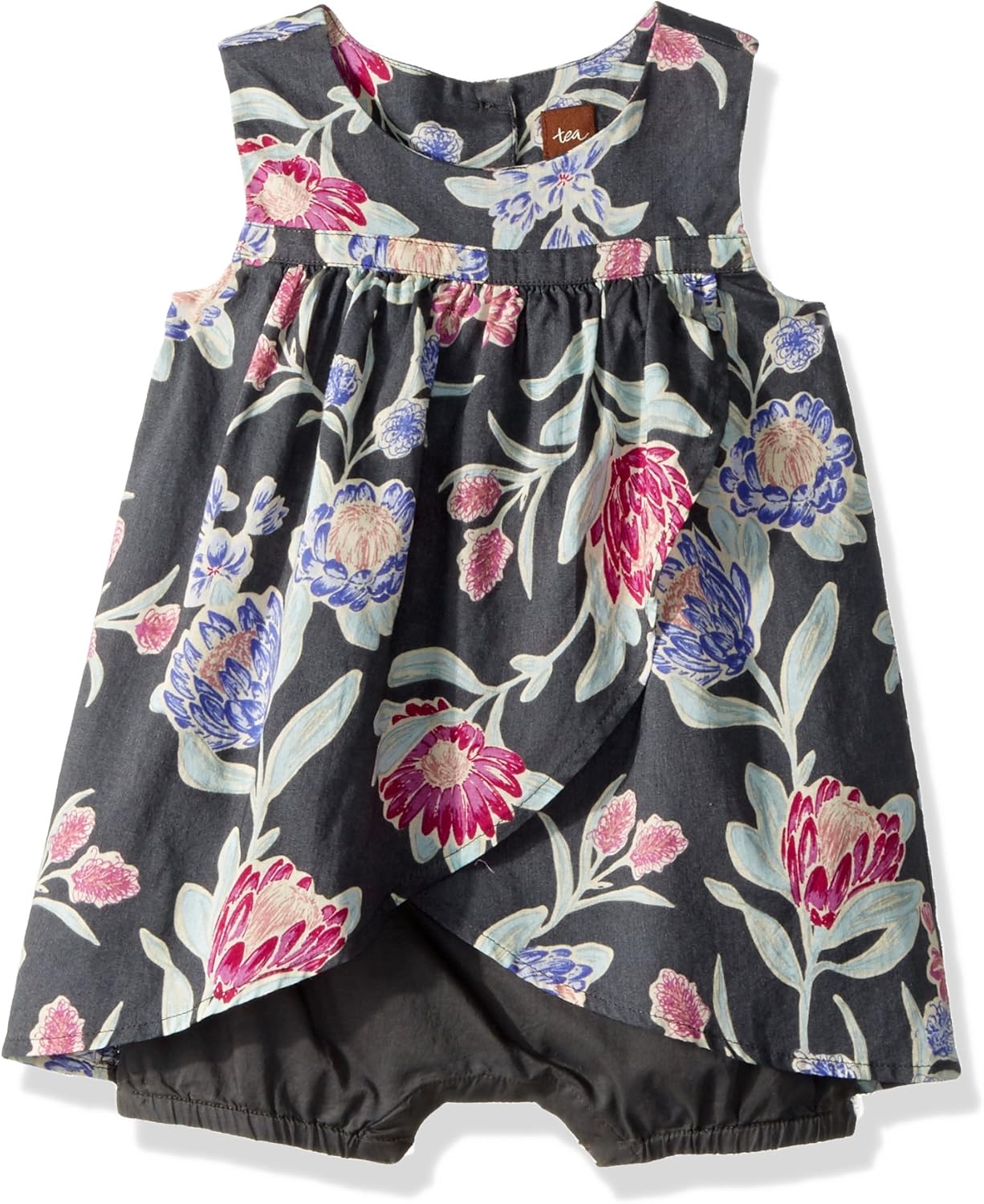 Tea Collection Baby Girls' Kylie Romper Dress, Coal, 1824M Clothing