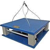DutchCrafters Poly Gilbertson Large Covered Blue Bird Feeders for Outdoors Hanging, Bluebird Feeder for Mealworms - Amish USA Made (Bright Blue &amp; Light Gray)
