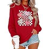 OCURHU Women Sweatshirt Funny Cute Candy Heart Graphic Pullover Tops