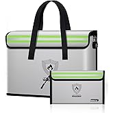 NAIBAOSD fireproof document pouch (16" x 12" x 5") silicone coated, combination lock office out bag, fireproof money pouch (8.75" x 6.0") for cash, coins, credit cards, passport and other valuables