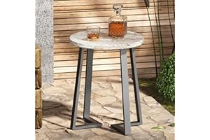 ODIKA Round Mod Concrete Side Table - Small End Table Plant Stand for Living Room Bedroom or Patio