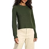 VELVET BY GRAHAM & SPENCER Women's Savannah Engineered Stitches Sweater, Pine/LT Grey, X-Small
