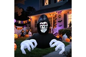 DR.DUDU 6 Ft Halloween Inflatable Decoration Grim Reaper Spooky Ghost with LED Lights for Outdoor Garden Yard Lawn