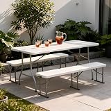 Harbour Housewares 6ft Folding Garden Bench Pack of 2 Heavy Duty view 2