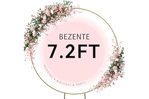 Bezente 7.2ft Round Backdrop Stand, Golden Metal Balloon Arch Stand, Stable Wedding Arch Circle Backdrop Stand Frame for Wedding Birthday Baby Shower Party Decoration