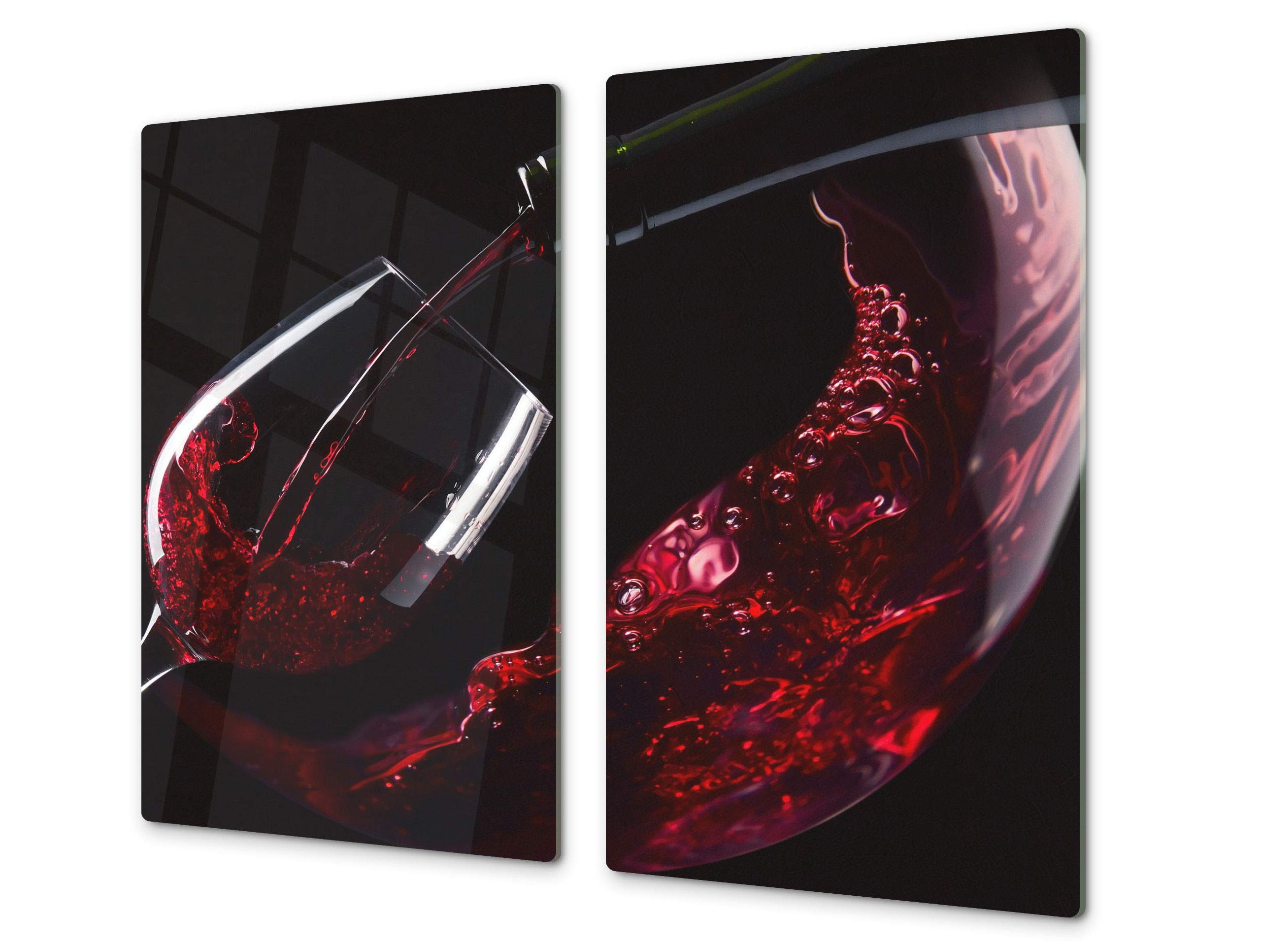 Chopping Board - Induction Cooktop Cover - Glass Cutting Board; Measures: Single: 23,62” x 20,47”; Double: 11,81” x 20,47”; D04 Drinks Series: Wine 14