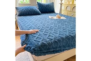 Elastic Bed Sheets, Luxurious Velvet Jacquard Fitted Sheet Set with Pillowcases, Flannel Velvet Bed Sheet Soft Cozy Breathabl