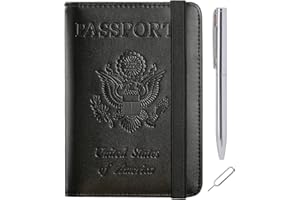 PASCACOO Passport Holder Cover Wallet Travel Essentials RFID Blocking Leather Card Case International Must Haves Travel Accessories for Women Men(113#Black)